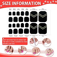 Danneasy 20 Sheets Black Toe Nail Stickers Full Nail Wraps Toenail Polish Strips Self Adhesive Toes Nail Polish Stickers Gel Nai