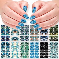 Danneasy 12 Sheets Marble Nail Polish Stickers Full Nail Wraps Press On Nail Polish Strips Gel Nail Strips Self Adhesive Fingern