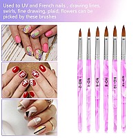 Acrylic Nail Brush Dappen Dish Set 6Pcs Nail Art Pen And 2Pcs Crystal Dappen Dish For Acrylic Nails Manicure Bowl Cup Glass Co