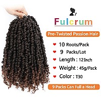 Fulcrum Passion Twist Crochet Hair 12 Inch 9 Packs Pre Looped Passion Twist Hair Pretwisted Passion Twist Crochet Hair For Bl