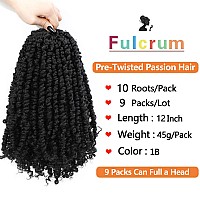 Fulcrum Passion Twist Crochet Hair 12 Inch 9 Packs Pre Looped Passion Twist Hair Pretwisted Passion Twist Crochet Hair For Bl