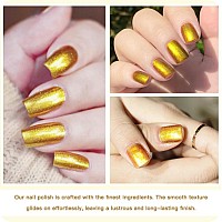 Cosmoo 12Ml Gold Nail Polish Golden Quick Dry Nail Lacquer For Nail Art Varnish 041 Fl Oz