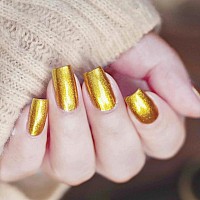 Cosmoo 12Ml Gold Nail Polish Golden Quick Dry Nail Lacquer For Nail Art Varnish 041 Fl Oz