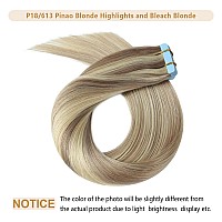 Yilite Tape In Remy Hair Extension Color 18 Ash Blonde Highlighted 613 Bleach Blonde Hair Extensions P18613 Ash Blonde Highli