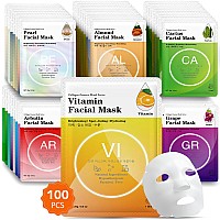 Vespro 100 Pack Collagen Essence Sheet Facial Masks Bulk Face Masks Skincare Hydrating Face Masks For All Skin Types Moisturi