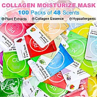 Vespro 100 Pack Collagen Essence Sheet Facial Masks Bulk Face Masks Skincare Hydrating Face Masks For All Skin Types Moisturi