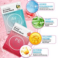 Vespro 100 Pack Collagen Essence Sheet Facial Masks Bulk Face Masks Skincare Hydrating Face Masks For All Skin Types Moisturi