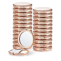 Getinbulk Compact Mirror For Purse Set Of 24 Doublesided 1X2X Magnifying Metal Pocket Makeup Mirrorsround Rose Gold