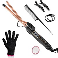 Vogewood 38 Inch Small Curling Iron 9Mm Tiny Curling Wand For Medium Long Hair Ceramic Small Barrel Curling Iron With Adjus