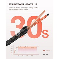 Vogewood 38 Inch Small Curling Iron 9Mm Tiny Curling Wand For Medium Long Hair Ceramic Small Barrel Curling Iron With Adjus