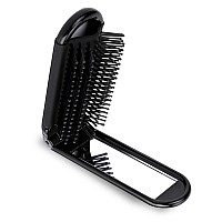 Portable Travel Hair Brush Small Foldable Hairbrush Compact Hair Brush With Mirror And Round Tip Nylon Bristles For Women And M