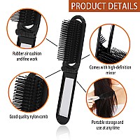 Portable Travel Hair Brush Small Foldable Hairbrush Compact Hair Brush With Mirror And Round Tip Nylon Bristles For Women And M