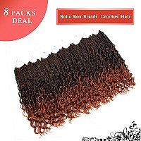 Liang Dian Goddess Box Braids Crochet Hair 14 Inch 8 Packs Boho Box Braids Crochet With Curly Ends Box Braids For Black Women Pr