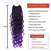 Liang Dian Goddess Box Braids Crochet Hair 14 Inch 8 Packs Boho Box Braids Crochet With Curly Ends Pre Looped Synthetic Bohemian