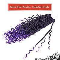 Liang Dian Goddess Box Braids Crochet Hair 14 Inch 8 Packs Boho Box Braids Crochet With Curly Ends Pre Looped Synthetic Bohemian