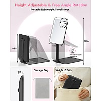 Rechargeable Travel Makeup Mirror With 10X Magnifying Mirror Led Vanity Mirror With Portable Adjustable Stand3 Color Dimmable