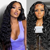 Dulove 13X4 Deep Wave Lace Front Wigs Human Hair 200 Density Glueless Wigs Pre Plucked With Baby Hair Hd Transparent Deep Curly