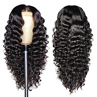 Dulove 13X4 Deep Wave Lace Front Wigs Human Hair 200 Density Glueless Wigs Pre Plucked With Baby Hair Hd Transparent Deep Curly