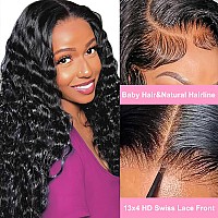 Dulove 13X4 Deep Wave Lace Front Wigs Human Hair 200 Density Glueless Wigs Pre Plucked With Baby Hair Hd Transparent Deep Curly