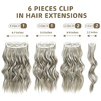 Fliace Hair Extensions Clip Ins 6 Pcs Wavy Extensions Light Grayash Blondelight Brown Thick Hair Blends Well Hair Extension