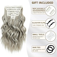 Fliace Hair Extensions Clip Ins 6 Pcs Wavy Extensions Light Grayash Blondelight Brown Thick Hair Blends Well Hair Extension