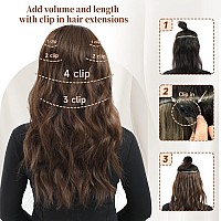 Fliace Highlight Balayage Dark Brown Hairpieces Natural Blends Well Clip In Hair Extensions 16Inch 6Pcs Chocolate Brownho