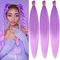 Ombre Romantic Purple Pre Stretched Braiding Hair 30 Inch Kanekalon Box Braid Hair Extensions 3 Packs Yaki Texture Pre Feathered