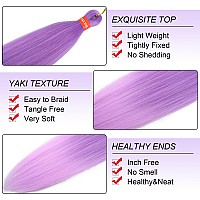 Ombre Romantic Purple Pre Stretched Braiding Hair 30 Inch Kanekalon Box Braid Hair Extensions 3 Packs Yaki Texture Pre Feathered