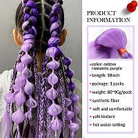 Ombre Romantic Purple Pre Stretched Braiding Hair 30 Inch Kanekalon Box Braid Hair Extensions 3 Packs Yaki Texture Pre Feathered