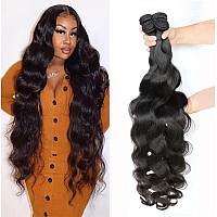 Aomllute 12A Human Hair Bundles Body Wave 26 28 30 32 Inch 4 Bundles Deals Brazilian Virgin Human Hair Body Wave Bundles 100 Un