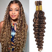 Afrodiva Human Braiding Hair For Boho Braids Deep Wave Bulk Human Hair For Braiding Highlight Ombre Micro Braiding Human Hair 2