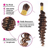 Afrodiva Human Braiding Hair For Boho Braids Deep Wave Bulk Human Hair For Braiding Highlight Ombre Micro Braiding Human Hair 2