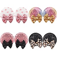 Cellelection 8Pcs Sequin Mouse Ears Hair Clips Glitter Hair Bows Cute Mice Ears Hair Clips Barrettes For Women Girls Hair Access