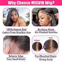 Misvin 30 Inch Lace Front Wigs Human Hair Pre Plucked Bleached Knots 13X4 Hd Lace Front Wigs Human Hair 180 Density Frontal Wig