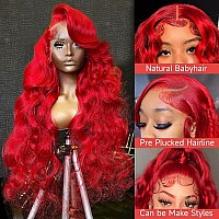 Otinid 30 Inch Colored Human Hair Lace Front Wigs Red Lace Front Wigs Human Hair 13X4 Hd Red Wig Human Hair Red Body Wave Lace F