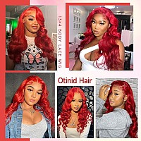 Otinid 30 Inch Colored Human Hair Lace Front Wigs Red Lace Front Wigs Human Hair 13X4 Hd Red Wig Human Hair Red Body Wave Lace F