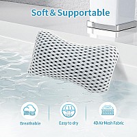 Conbella Upgraded Bath Pillows For Tub Slip Resistant Waterproof Bath Pillows For Tub Neck And Back Support With 2 Strong Sucti