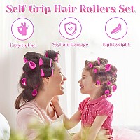 Self Grip Rollers Hair Curlers 30Pcs Set With 18Pcs Hair Roller 3 Sizes 6 Large Rollers 6 Medium Rollers And 6 Small Rollers