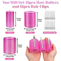 Self Grip Rollers Hair Curlers 30Pcs Set With 18Pcs Hair Roller 3 Sizes 6 Large Rollers 6 Medium Rollers And 6 Small Rollers