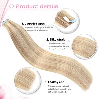 Evala Tape In Hair Extensions Human Hair Blonde Tape In Extensions P18613 Ash Blonde Mix Bleach Blonde Remy Hair Extensions Tap