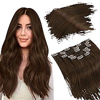 Ugeat Hair Extensions Real Human Hair Clip Ins Brown Clip In Hair Extensions Human Hair 22 Inch Clip In Hair Extensions Remy Hum