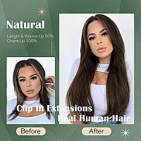 Ugeat Hair Extensions Real Human Hair Clip Ins Brown Clip In Hair Extensions Human Hair 22 Inch Clip In Hair Extensions Remy Hum