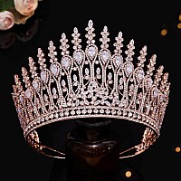 Aoligrace Luxury Tall Wedding Crowns For Bride 5A Cubic Zirconia Arabic Dubai Sweet 16 Tiara Crystal Birthday Party Headpiece Ro