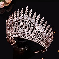 Aoligrace Luxury Tall Wedding Crowns For Bride 5A Cubic Zirconia Arabic Dubai Sweet 16 Tiara Crystal Birthday Party Headpiece Ro