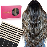 Wennalife Tape In Hair Extensions Human Hair 40Pcs 100G 14 Inch Balayage Natural Black To Light Blonde Hair Extensions Real Hum