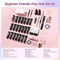 Rosalind Poly Nail Gel Kit With U V Light 20 Colors Clear Natural Pink Poly Nail Gel Starter Kit Glitter Pink Poly Nail Gel Kit