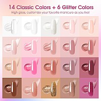 Rosalind Poly Nail Gel Kit With U V Light 20 Colors Clear Natural Pink Poly Nail Gel Starter Kit Glitter Pink Poly Nail Gel Kit