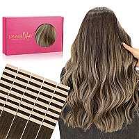 Wennalife Tape In Hair Extensions Human Hair 40Pcs 100G 16 Inch Balayage Chocolate Brown To Honey Blonde Hair Extensions Real H