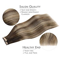 Wennalife Tape In Hair Extensions Human Hair 40Pcs 100G 16 Inch Balayage Chocolate Brown To Honey Blonde Hair Extensions Real H