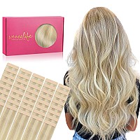 Wennalife Tape In Hair Extensions Human Hair 40Pcs 60G 10 Inch Ombre Ash Blonde To Golden Blonde Balayage Platinum Blonde Hair